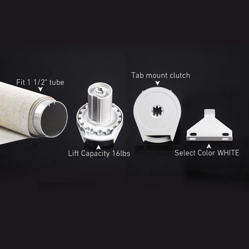 HUIYEETEX #560 قطع غيار استبدال ستائر رولر العالمية، مجموعة إصلاح تركيب الستائر الرولر لعمود بقطر 1.5" (38 مم) مع مشابك R16، قاعدة معدنية، وقابس نهائي - Image 5